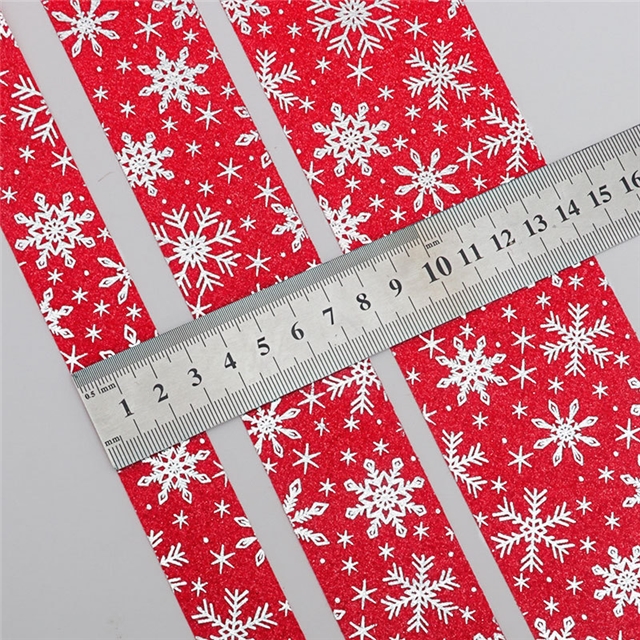 polyester christmas green red snowflake hot silver ribbon