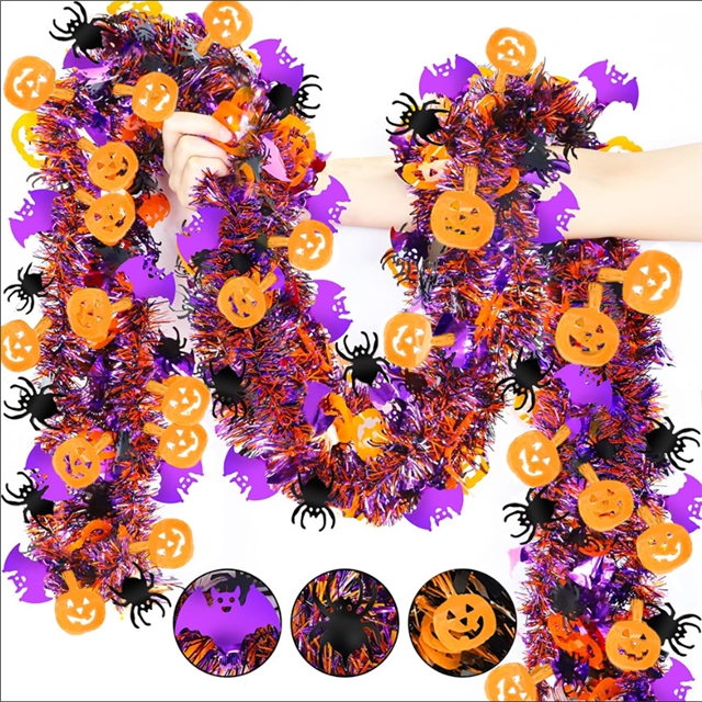 length: 2m plastic halloween pumpkin spider bat floral decorative strips