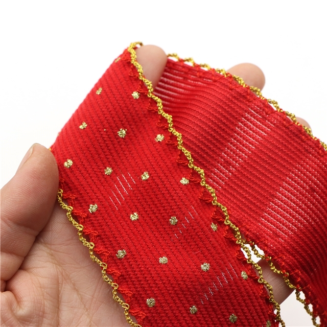 glitter dots corduroy double layer two-color hook ribbon