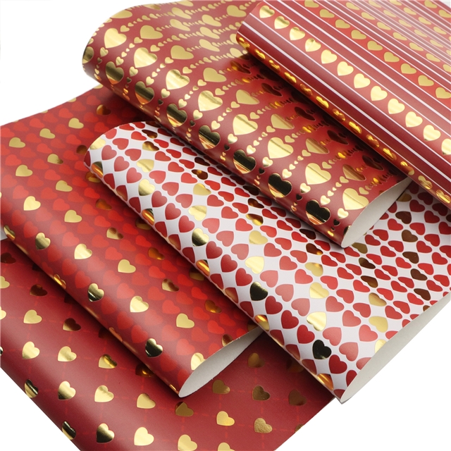 self printed gold foil faux leather fabric