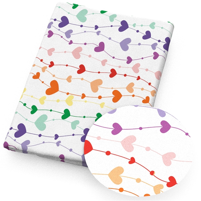 polyester cotton colorful geometric heart series polyester cotton fabric set (12 pcs/set)