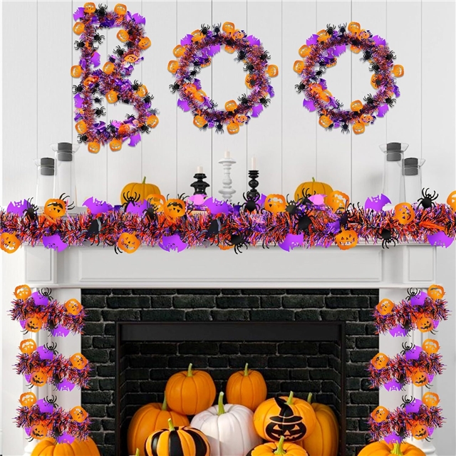 length: 2m plastic halloween pumpkin spider bat floral decorative strips