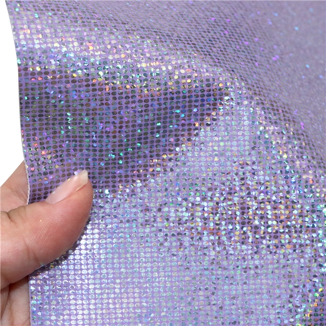 synthetic leather colorful laser hot silver mosaic faux leather 
