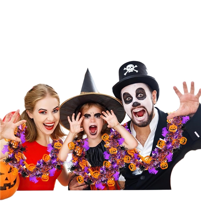 length: 2m plastic halloween pumpkin spider bat floral decorative strips