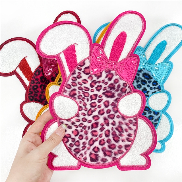 back with glue easter sequin rabbit embroidery patch (back with glue)