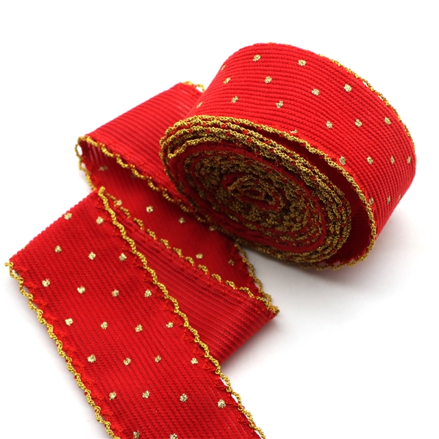 glitter dots corduroy double layer two-color hook ribbon