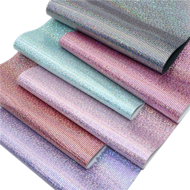 synthetic leather colorful laser hot silver mosaic faux leather 