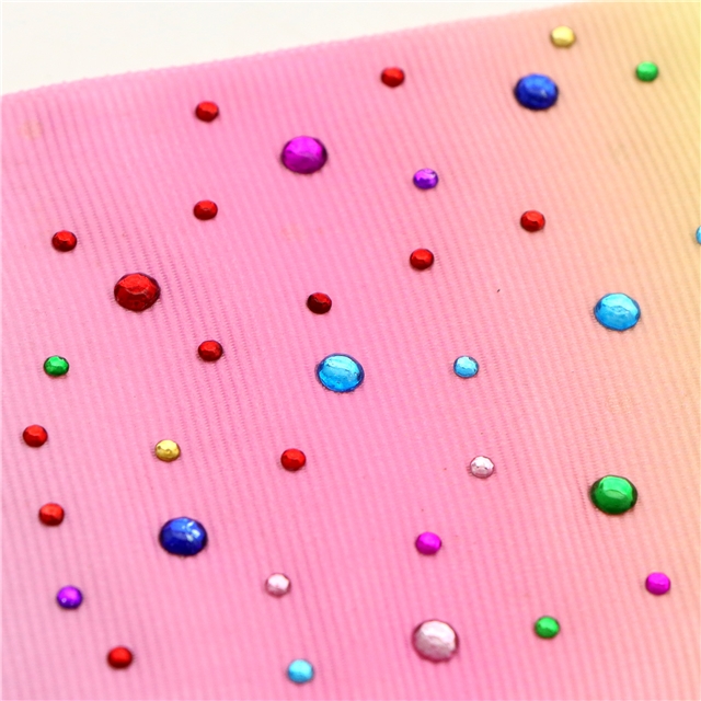 3" heat transfer printed grosgrain rhinestone ribbon