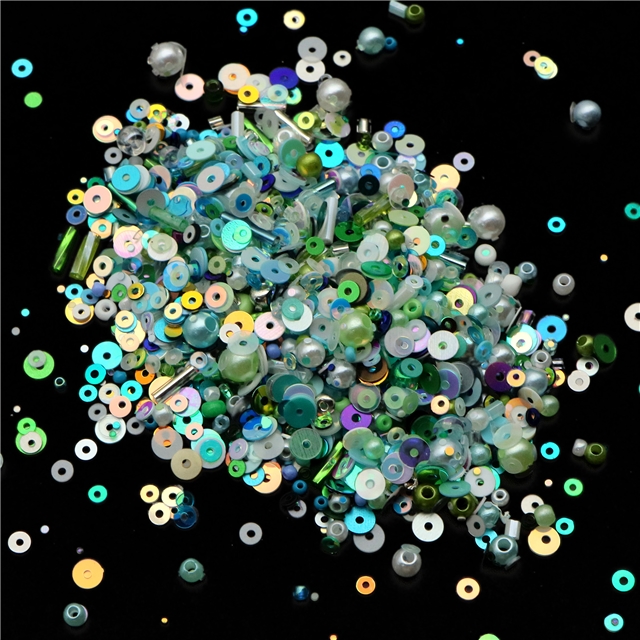 Mixed color glass measle sequins (10g/pack) blue+green