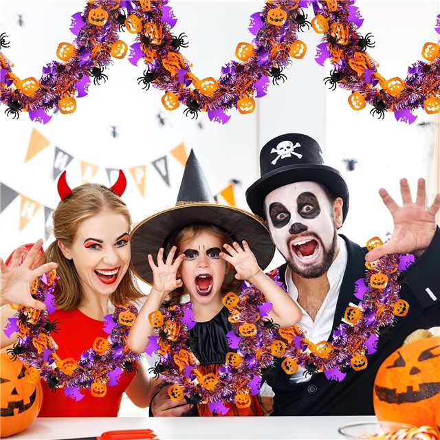 length: 2m plastic halloween pumpkin spider bat floral decorative strips