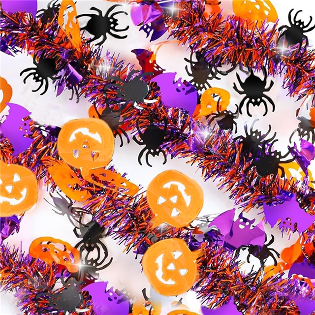 length: 2m plastic halloween pumpkin spider bat floral decorative strips