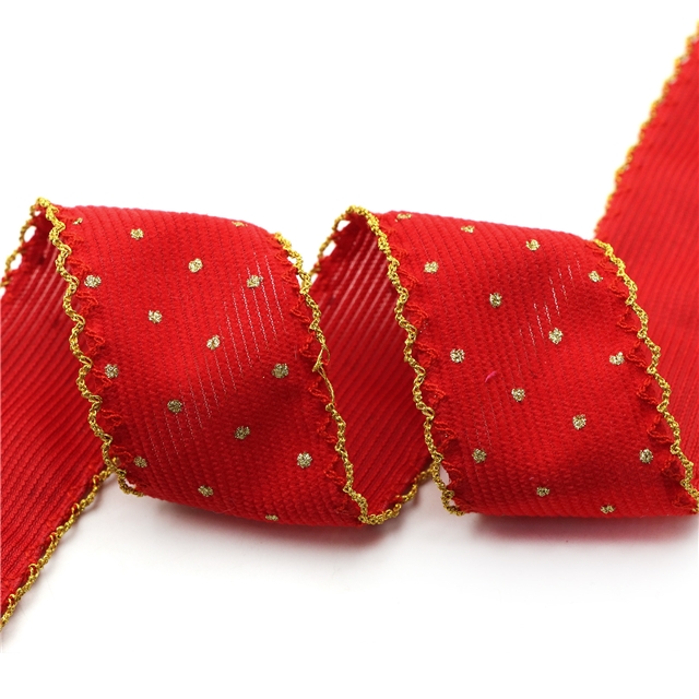 glitter dots corduroy double layer two-color hook ribbon