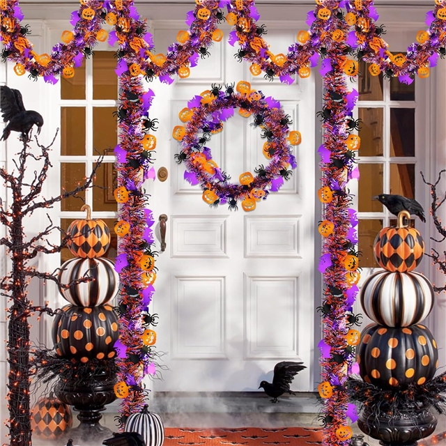 length: 2m plastic halloween pumpkin spider bat floral decorative strips