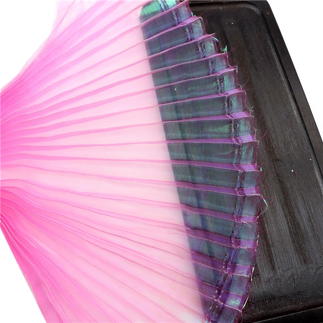 100% polyester mermaid colorful organza pleated fabric (straightening amount） light rose red,50*148cm(19.7*58.3