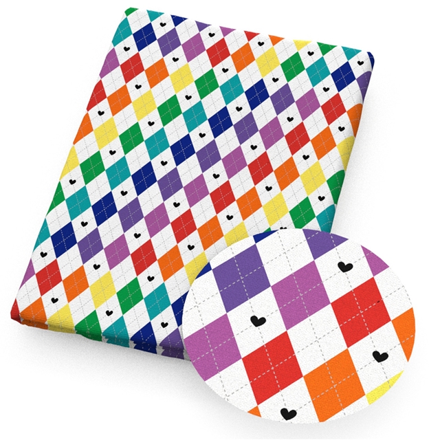polyester cotton colorful geometric heart series polyester cotton fabric set (12 pcs/set)