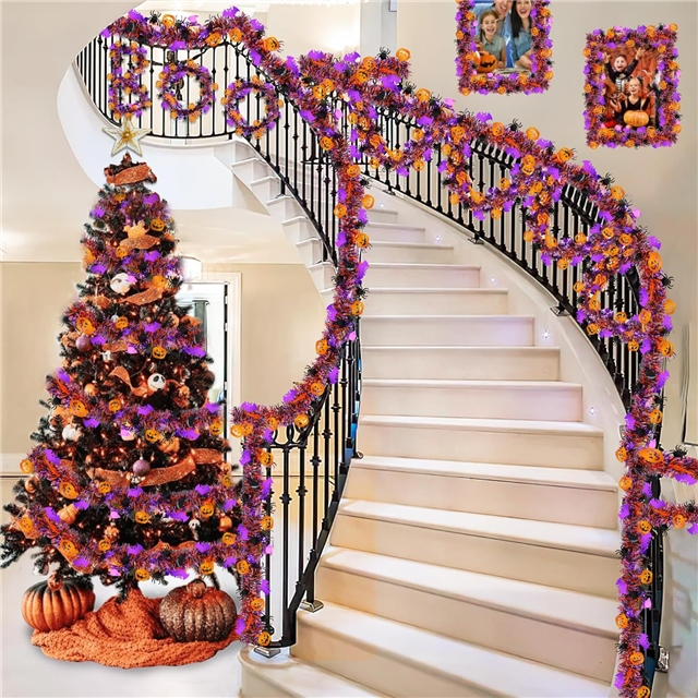 length: 2m plastic halloween pumpkin spider bat floral decorative strips