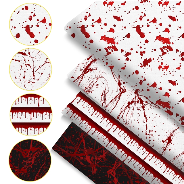 polyester cotton halloween blood series polyester cotton fabric set (4 pcs/set) polyester cotton fabric,50*45cm(19.7*17.7