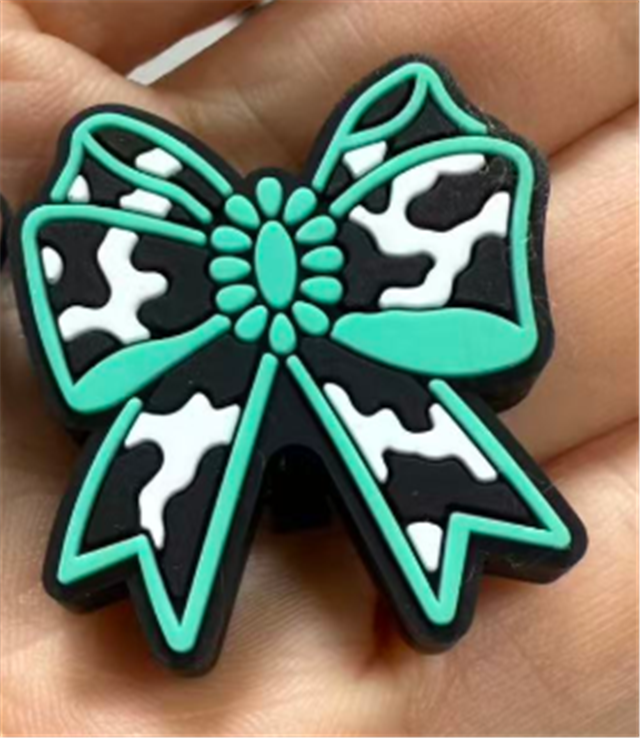 silicone cow patterned bow silicone beads
