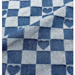 heart grid washed denim jacquard fabric