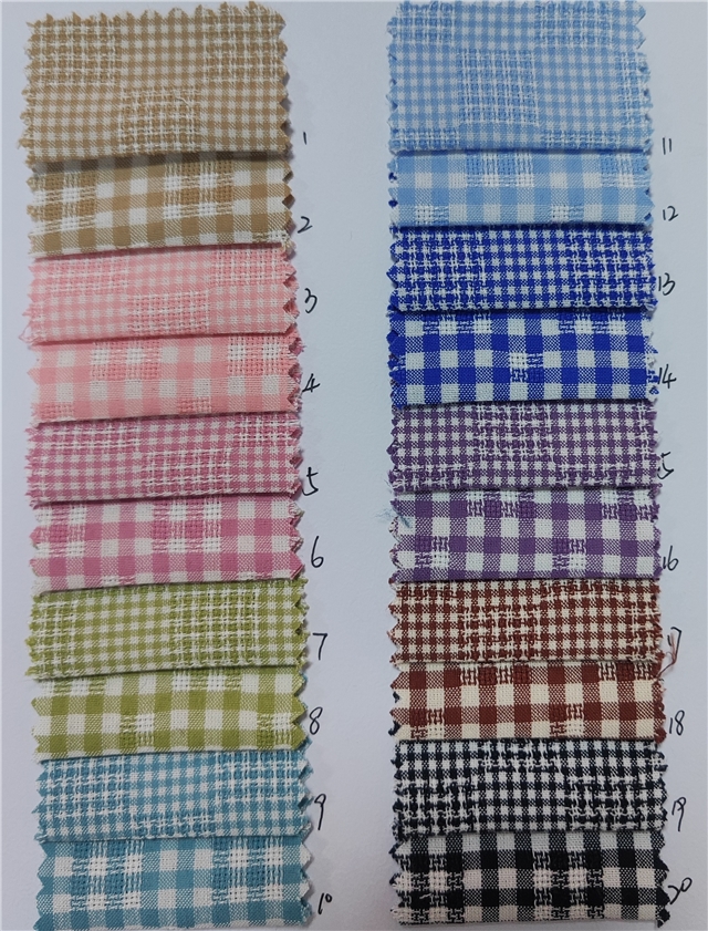 polyester cotton color woven checkered fabric