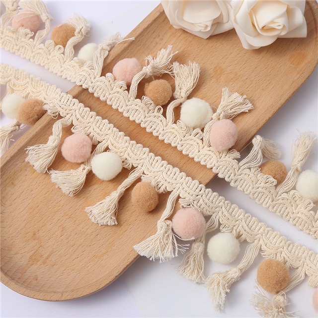 polyester colored ball lace