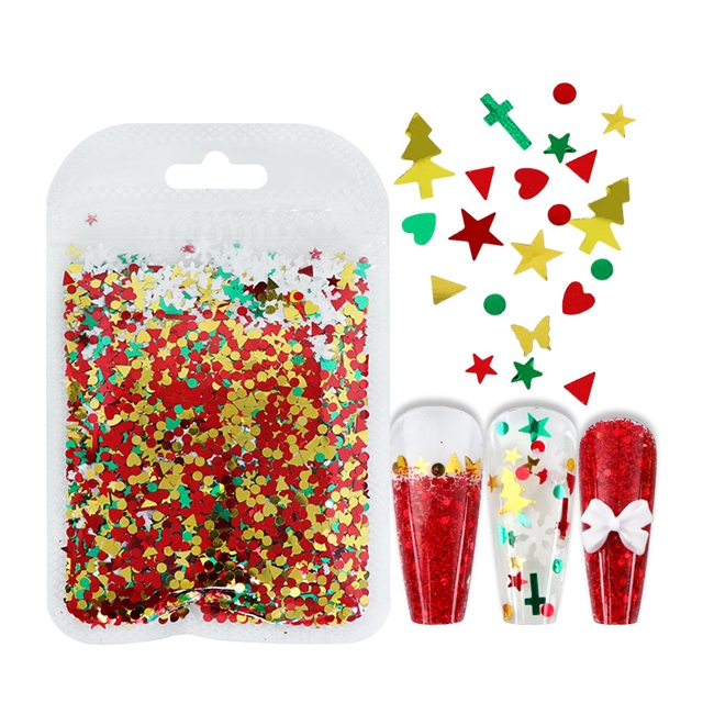 mixed christmas nail glitter packaging filler (10g/pack)