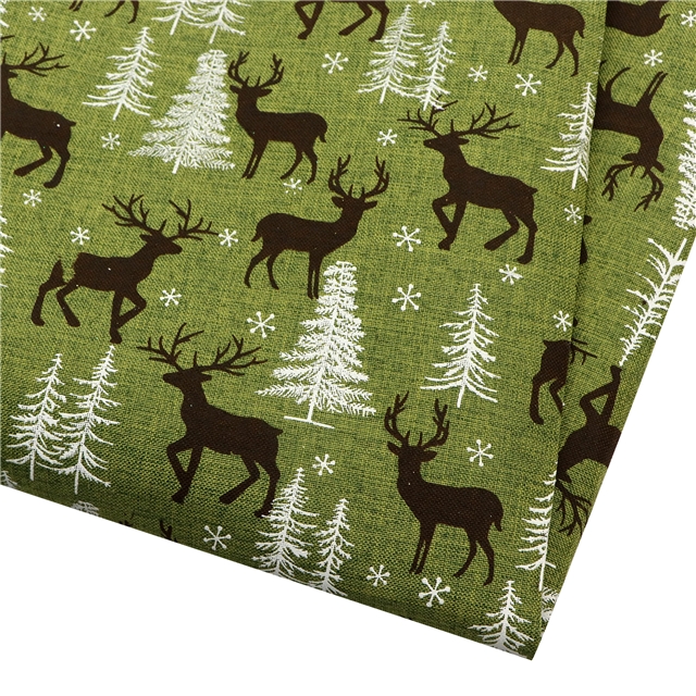 green fine hemp print coffee deer imitation hemp print