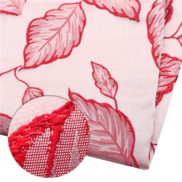 relief leaf gold and silver jacquard fabric