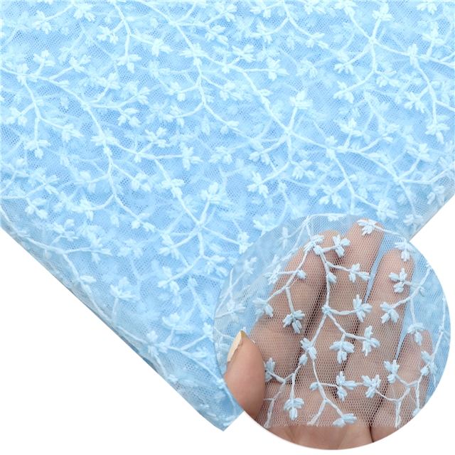 plain color flower mesh fabric blue,50*130cm(19.7*51.2