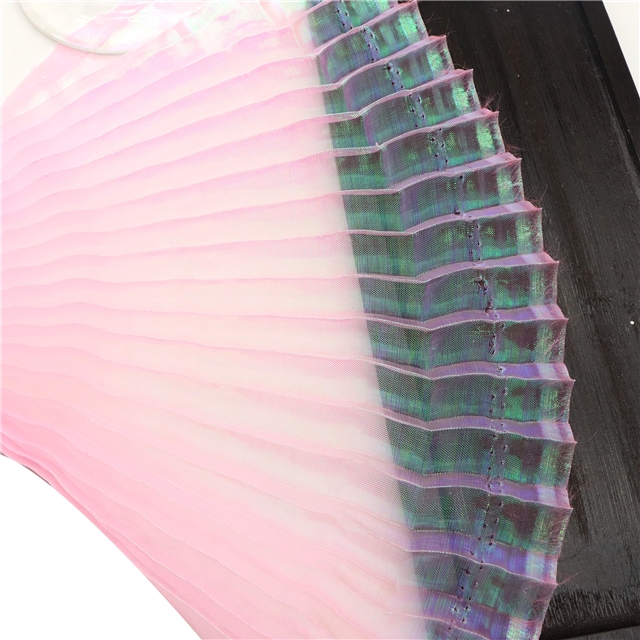 100% polyester mermaid colorful organza pleated fabric (straightening amount） pink,50*148cm(19.7*58.3