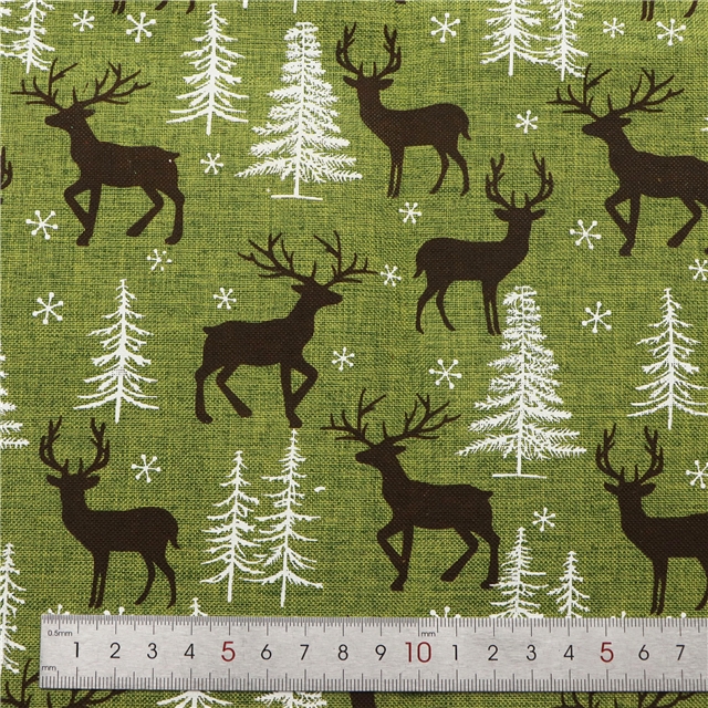 green fine hemp print coffee deer imitation hemp print
