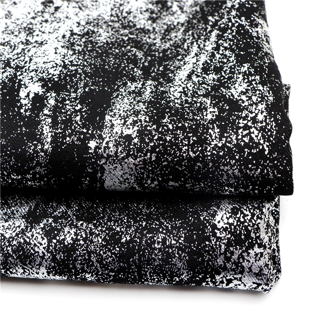 silver hot stamping twill polyester fabric