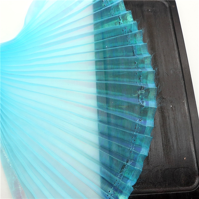 100% polyester mermaid colorful organza pleated fabric (straightening amount） light blue,50*148cm(19.7*58.3