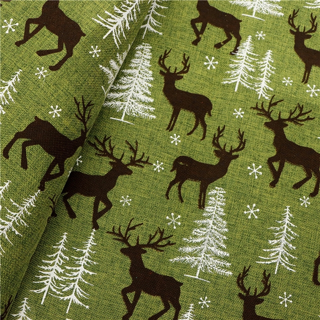 green fine hemp print coffee deer imitation hemp print