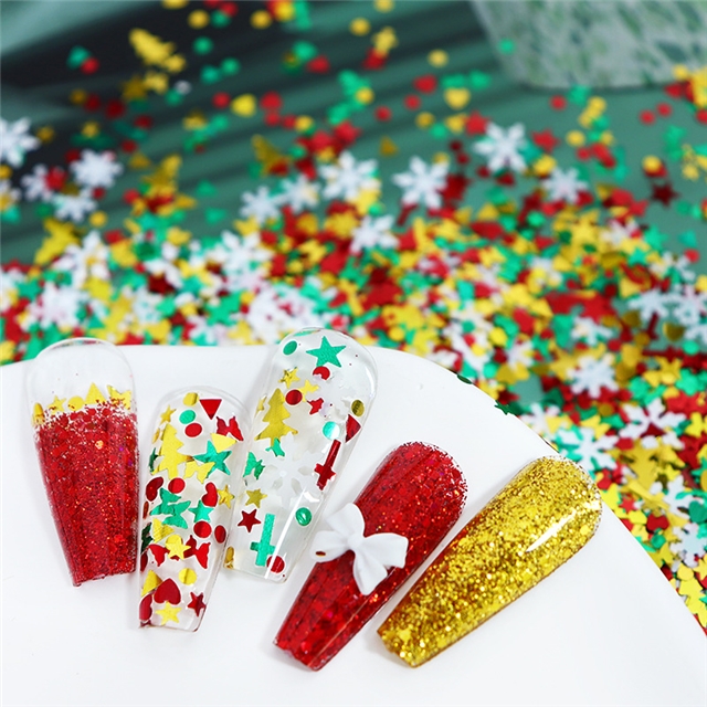 mixed christmas nail glitter packaging filler (10g/pack)