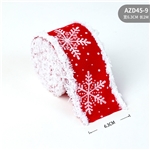 63mm christmas snowflake raw edge wired ribbon (2 m/roll)