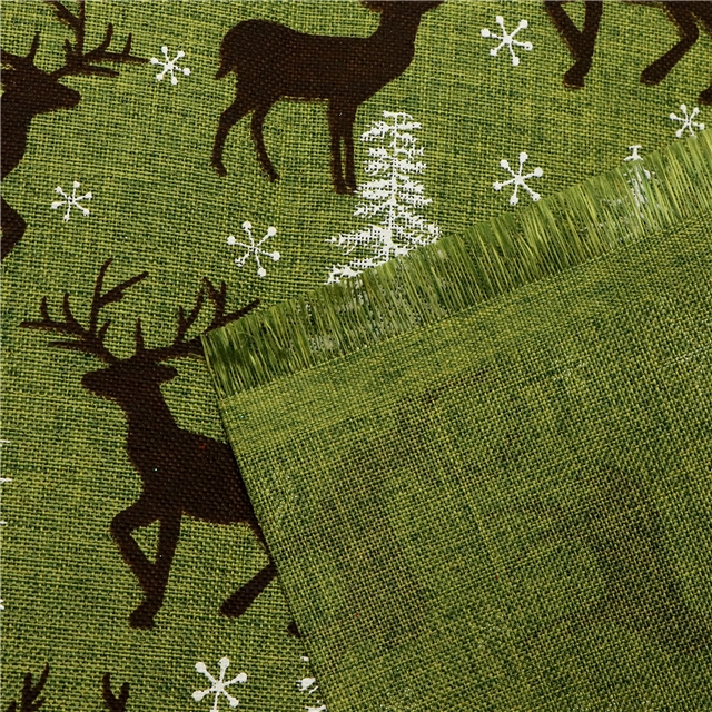 green fine hemp print coffee deer imitation hemp print