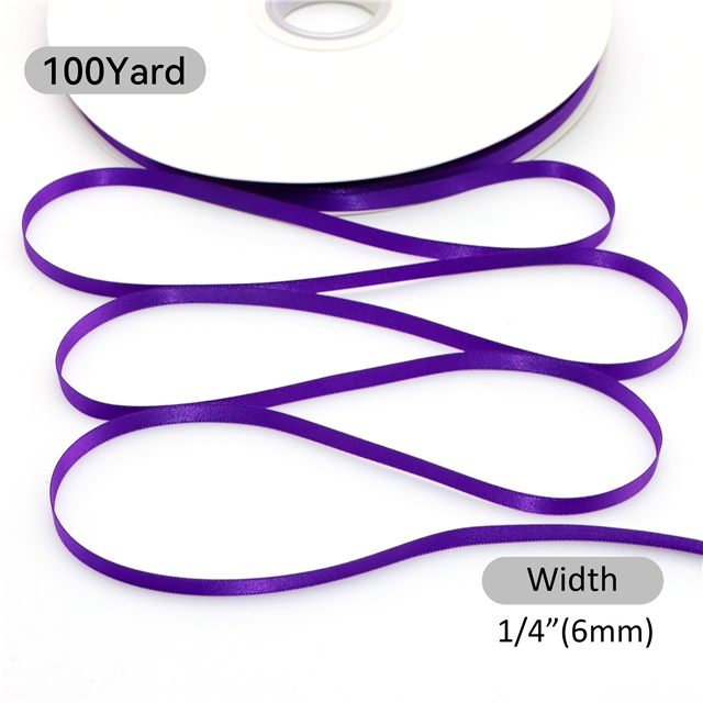 1/4" 6MM double side printed satin 1/4” YAMA double face satin 8800-006(100yard/roll) 465  Purple,100yard