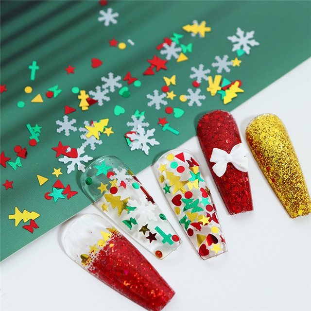 mixed christmas nail glitter packaging filler (10g/pack)