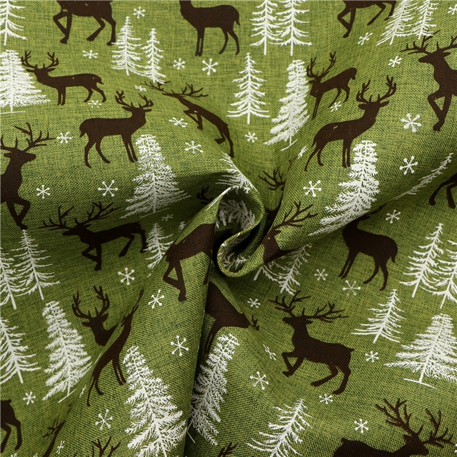 green fine hemp print coffee deer imitation hemp print