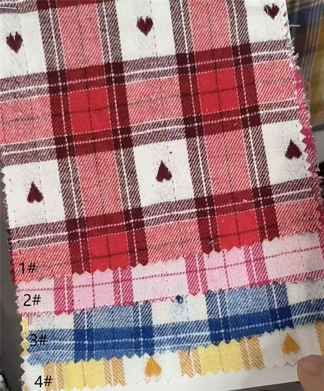 cotton checkered heart-shaped yarn dyed jacquard fabric
