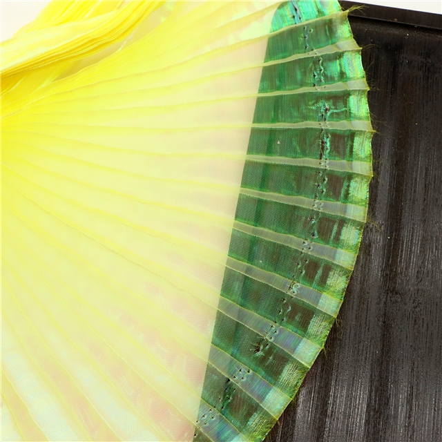 100% polyester mermaid colorful organza pleated fabric (straightening amount） yellow,50*148cm(19.7*58.3