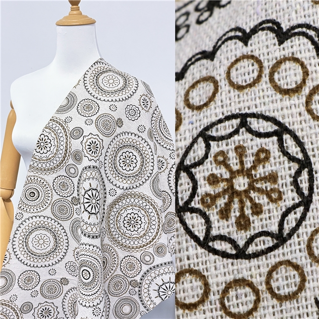 fresh printed polyester cotton spun linen fabric