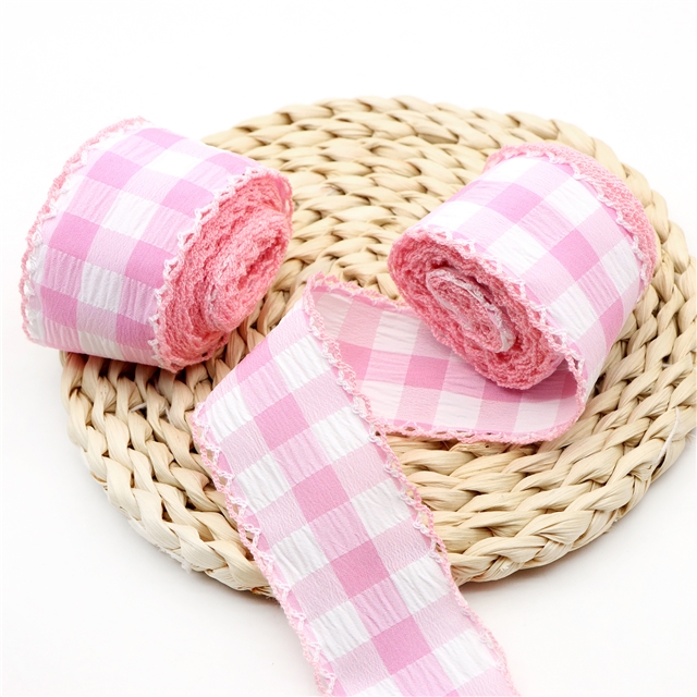 plaid double layer two-color hook ribbon