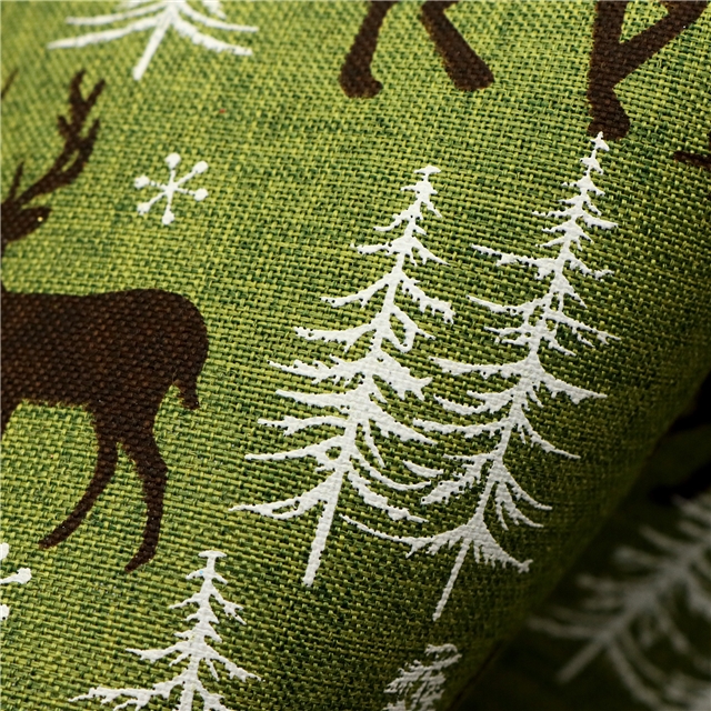 green fine hemp print coffee deer imitation hemp print