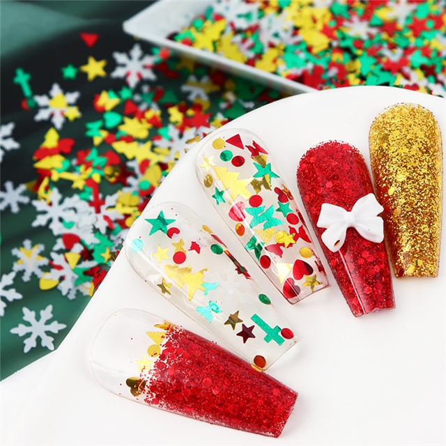 mixed christmas nail glitter packaging filler (10g/pack)