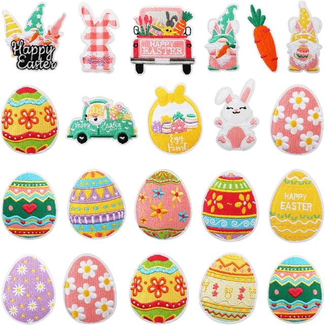 back with glue easter eggs rabbit embroidery patch（back with glue）