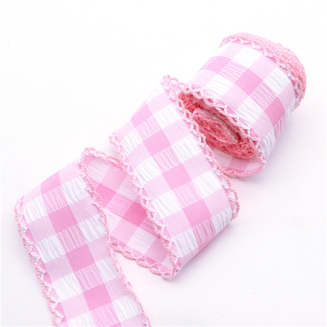 plaid double layer two-color hook ribbon