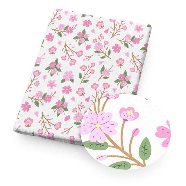 polyester cotton rabbit cherry blossoms series polyester cotton fabric set (4 pcs/set) polyester cotton fabric,20*20cm(7.9*7.9