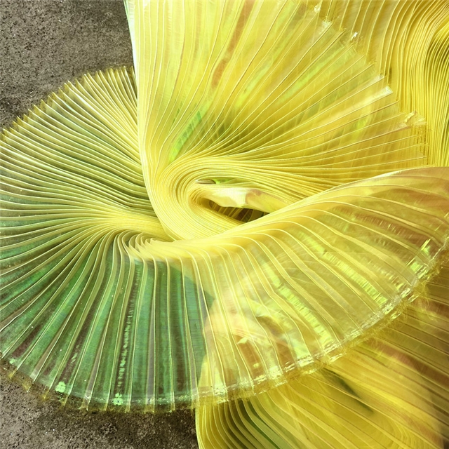 100% polyester mermaid colorful organza pleated fabric (straightening amount）